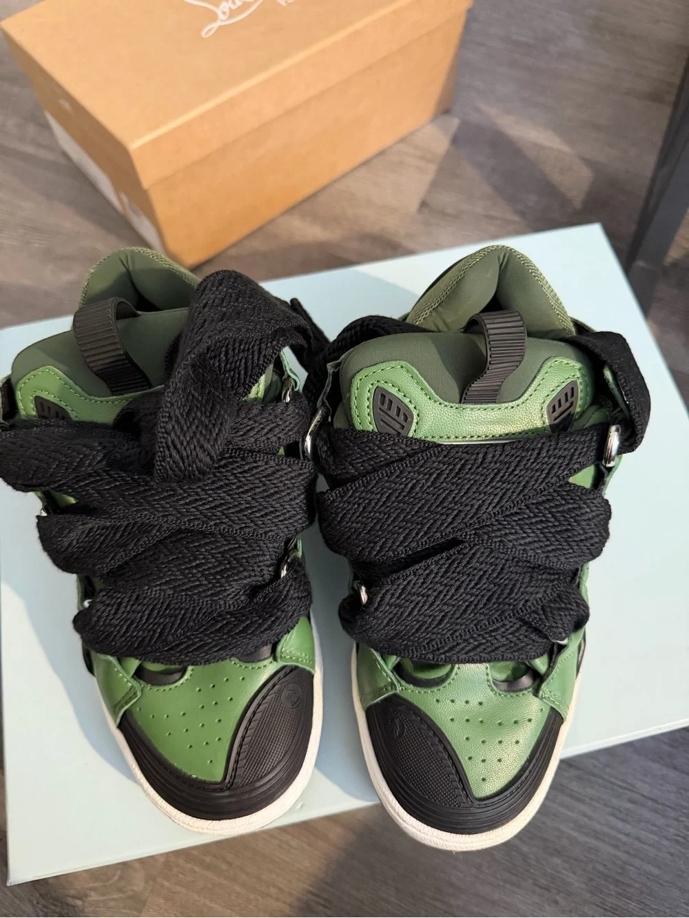 Lanvin Kids Green and Black Low-Top Sneakers
